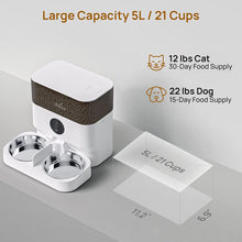 Load image into Gallery viewer, Automatic Cat Feeder for Two Cats, 2.4G WiFi App Control, 5L/21 Cup Capacity