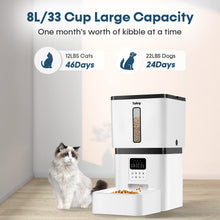 Load image into Gallery viewer, Automatic Cat Feeders - 8L/33 Cups Dog Food Dispenser with Lock Lid &Desiccant Bag with voice recorder