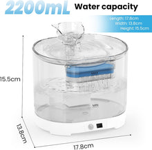Load image into Gallery viewer, Cat Water Fountain Bowl, Battery Operated Cat Fountain 2.2L/77oz, Wireless Pet Water Dispenser with 3 Supply Modes, Drinking Fountains for Cat and Dog 4 Layer Filtration, Silent Pump & Cordless Tray