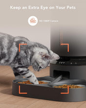Load image into Gallery viewer, PETLIBRO Automatic Cat Feeder with Camera for Two Cats, 1080P HD Video with Night Vision, 5G WiFi Pet Feeder with 2-Way Audio for Cat & Dog, Low Food & Motion & Sound Alerts, Dual Tray, Black 5L