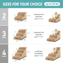Load image into Gallery viewer, High Density Foam Dog Stairs Step Ramp for Dogs Cats 3 Tiers Pet Stairs Step Ramp for Beds Furniture Durable Non-Slip Dog Ramp for Bed with Waterproof Fabric Cover Light Brown(Three Steps)