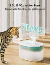 Load image into Gallery viewer, Cat Water Fountain Ultra Quiet with Two Flow Modes, Large-Size Filter Capsule Pet Water Fountain, 2.5L Visible Water Level Dog Water Dispenser for Cats & Dogs