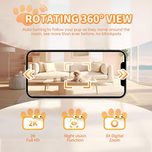 Load image into Gallery viewer, dog-camera-treat-dispenser-360°view-pet-camera-2K HD Camera with Phone app-Automatic Dog Feeder-Dog Toys-cat Camera 8X HD -Treat Dispenser