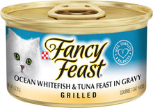 Load image into Gallery viewer, FANCY FEAST Adult Grilled Ocean Whitefish and Tuna in Gravy Wet Cat Food 24x85g
