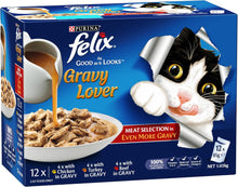 Load image into Gallery viewer, Felix Adult As Good As It Looks Gravy Lover Meat Selection Wet Cat Food, 60x85g