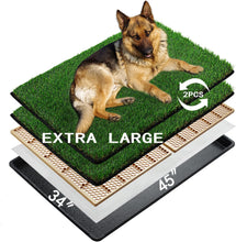 Load image into Gallery viewer, Dog Grass Pee Pads for Dogs with Tray | Extra Large 114×86 cm | 2× Dog Artificial Grass Pads Replacement| Rapid Drainage | 2 Training Pads | Indoor Dog Litter Box