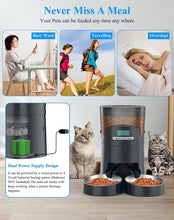 Load image into Gallery viewer, Automatic Cat Feeder, HoneyGuaridan 4.5L Pet Feeder for 2 Cats Dogs 6meal