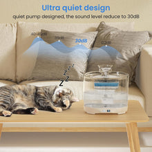 Load image into Gallery viewer, Cat Water Fountain Bowl, Battery Operated Cat Fountain 2.2L/77oz, Wireless Pet Water Dispenser with 3 Supply Modes, Drinking Fountains for Cat and Dog 4 Layer Filtration, Silent Pump & Cordless Tray