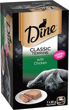 Load image into Gallery viewer, DINE Classic Collection Adult Wet Cat Food Terrine with Chicken 7 x 85g, 6 Pack (42 Trays)