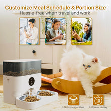 Load image into Gallery viewer, iPettie Automatic WiFi Pet Feeder for 2 Pets, 5L/21 Cup Capacity, 1-10 Meals Per Day, Adjustable Bowl Height, Smart Dog Cat Feeder with 2 Stainless Steel Bowls, Voice Recording, 2.4G WiFi App Control