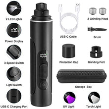 Load image into Gallery viewer, Dog Nail Grinder with UV Light & Flashlight, Upgraded 3 Speeds Pet Nail Grinder