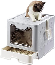 Load image into Gallery viewer, Cat Litter Box Foldable with Lid Top Entry Cat Potty Litter Box