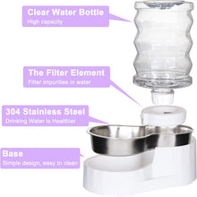 Load image into Gallery viewer, Automatic Pet Waterer, 3.5L Gravity Stainless Steel Water Dispenser Large Capacity Water Feeder for cats