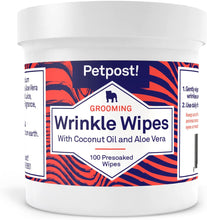 Load image into Gallery viewer, Bulldog Wrinkle Wipes for Dogs - Cleans and Soothes Pug Wrinkles and Folds - 100 Ultra Soft Cotton Pads in Coconut Oil Solution