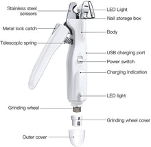 Load image into Gallery viewer, Dog Nail Grinder 2-in-1 Electric Nail File with LED Rechargeable USB Hidden and Safety Lock for Dogs/Cats