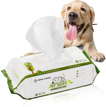 Load image into Gallery viewer, Dog Wet Wipes 80 Sheets 8x8in Pet Bath Wipe Vitamin E and Aloe Unscented
