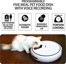 Load image into Gallery viewer, Lentek 5 Meal Automatic Cat Feeder, Dish with Voice Message, Wet or Dry Pet Food Dispenser Automatic Pet Feeder with Recorder, Speaker and Digital Timer for Dogs, Cats, Rabbits, & Other Pets (White)
