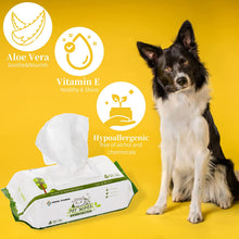 Load image into Gallery viewer, Dog Wet Wipes 80 Sheets 8x8in Pet Bath Wipe Vitamin E and Aloe Unscented
