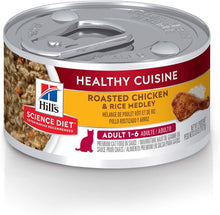 Load image into Gallery viewer, Hill's Science Diet Adult Wet Cat Food, Healthy Cuisine Roasted Chicken and Rice Medley 79g * 24 Pack can