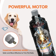 Load image into Gallery viewer, Dog Nail Grinder – Pet Nail Grinder for Small, Medium and Large Dogs with Nail Clippers Set – Low-Noise Dog/cat Nail Trimmer with LED Light – Rechargeable Cordless Pet Nail Trimmer, White