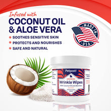 Load image into Gallery viewer, Bulldog Wrinkle Wipes for Dogs - Cleans and Soothes Pug Wrinkles and Folds - 100 Ultra Soft Cotton Pads in Coconut Oil Solution