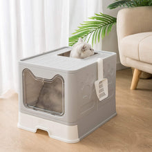 Load image into Gallery viewer, Cat Litter Box Foldable with Lid Top Entry Cat Potty Litter Box