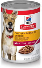 Load image into Gallery viewer, Hill's Science Diet Adult Wet Dog Food, Chicken and Barley Entrée, 370gm * 12 Cans Adult