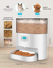 Load image into Gallery viewer, Automatic Cat Feeder, 6L Timed Cat Feeder with Desiccant Bag for Pet Dry Food, Dual Power,10s Voice Recorder, 0-24 portions