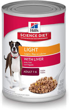 Load image into Gallery viewer, Hill's Science Diet Adult Wet Dog Food, Light Liver, 370g, 12 Pack Can