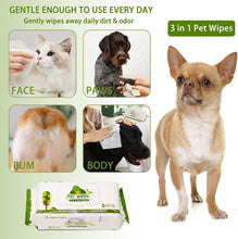 Load image into Gallery viewer, Dog Wet Wipes 80 Sheets 8x8in Pet Bath Wipe Vitamin E and Aloe Unscented