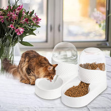 Load image into Gallery viewer, 2 Pack Automatic Cat Feeder and Water Dispenser,Self Feeding Dog Bowl for Small Pets, Puppy, Kitten, 100% BPA-Free,