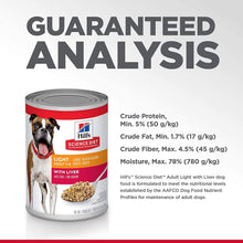 Load image into Gallery viewer, Hill's Science Diet Adult Wet Dog Food, Light Liver, 370g, 12 Pack Can