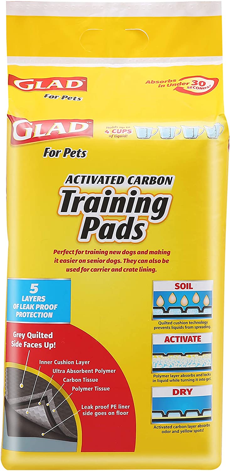 Glad for Pets Black Charcoal Puppy Pads 50 Counts OZ PETS STORE