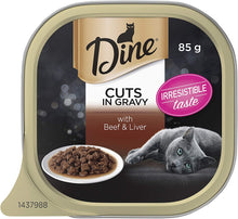 Load image into Gallery viewer, Dine Cuts In Gravy With Beef And Liver Wet Cat Food 85G, 28 Pack