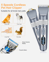 Load image into Gallery viewer, Dog cordless pet clippers 2 in 1 with small trimmer blade,Eocean 13 pieces pet dog grooming kits with detachable blades etc