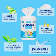 Load image into Gallery viewer, Glandex Dog Cat & Pet wipes cleansing and Deodorising Hygienic wipes 75 CT fresh scent