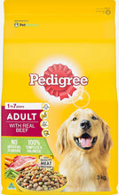 Load image into Gallery viewer, Pedigree dry dog food with real beef Adult 3kg bag