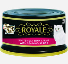 Load image into Gallery viewer, Fancy feast adult Royale whitemeat tuna affair with seafood strips wet cat food 24*85gm