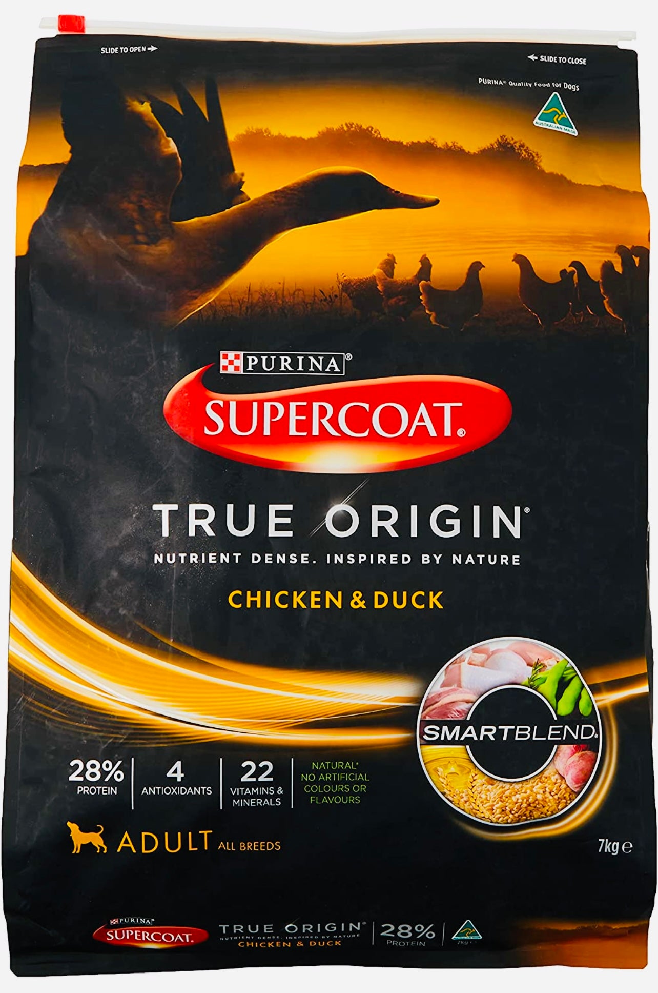 Supercoat true origin chicken and duck dog food 7kg OZ PETS STORE