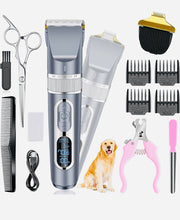 Load image into Gallery viewer, Dog cordless pet clippers 2 in 1 with small trimmer blade,Eocean 13 pieces pet dog grooming kits with detachable blades etc