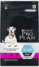 Load image into Gallery viewer, Pro plan sensitive skin and stomach salmon and tuna 12KG bag