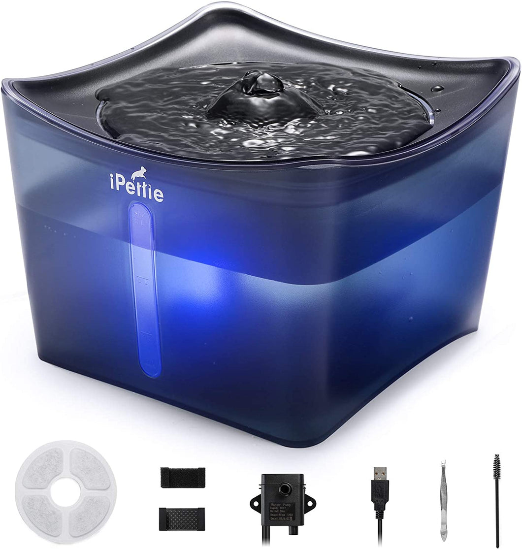 Pet Water Fountain, 3L Ultra-Quiet Automatic Cat Water Dispenser with LED Light