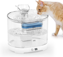 Load image into Gallery viewer, Cat Water Fountain Bowl, Battery Operated Cat Fountain 2.2L/77oz, Wireless Pet Water Dispenser with 3 Supply Modes, Drinking Fountains for Cat and Dog 4 Layer Filtration, Silent Pump &amp; Cordless Tray
