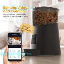 Load image into Gallery viewer, ADVWIN Pet Feeder,1080P HD WiFi 6L Automatic Cat Feeder 110°Angle Adjustable with Night Vision Camera, Smart Timed Pet Feeder for Dogs and Cats
