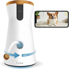 Load image into Gallery viewer, 360° Dog Camera: [New] Rotating 360° View Wide-Angle Pet Camera with Treat Tossing, Color Night Vision, 1080p HD Pan, 2-Way Audio, Barking Alerts
