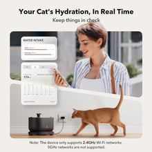 Load image into Gallery viewer, PETLIBRO App Monitoring Cat Water Fountain with Wireless Pump, 2.5L/84oz Dockstream Pet Water Fountain for Cats Inside, Automatic Cat Water Dispenser with 2.4GHz Wi-Fi, Smart Fountain, App Control
