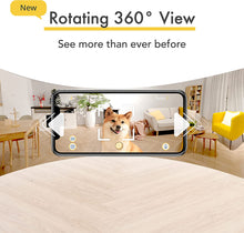 Load image into Gallery viewer, 360° Dog Camera: [New] Rotating 360° View Wide-Angle Pet Camera with Treat Tossing, Color Night Vision, 1080p HD Pan, 2-Way Audio, Barking Alerts
