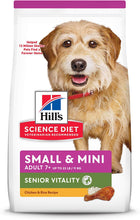 Load image into Gallery viewer, Hill&#39;s Science Diet Senior Vitality Adult 7+ Small and Mini, Chicken and Rice Recipe, Dry Dog Food for Older Dogs, 1.58kg Bag
