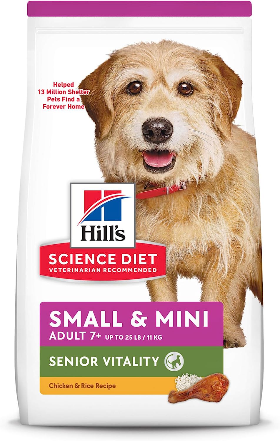 Hill's Science Diet Senior Vitality Adult 7+ Small and Mini, Chicken and Rice Recipe, Dry Dog Food for Older Dogs, 1.58kg Bag