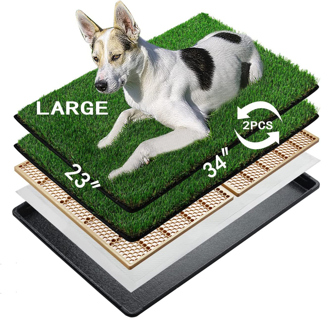 Large Dog Grass Toilet with Tray | 85×59 cm | 2 Artificial Grass for Dogs | Rapid Drainage |2 Pee Pads |